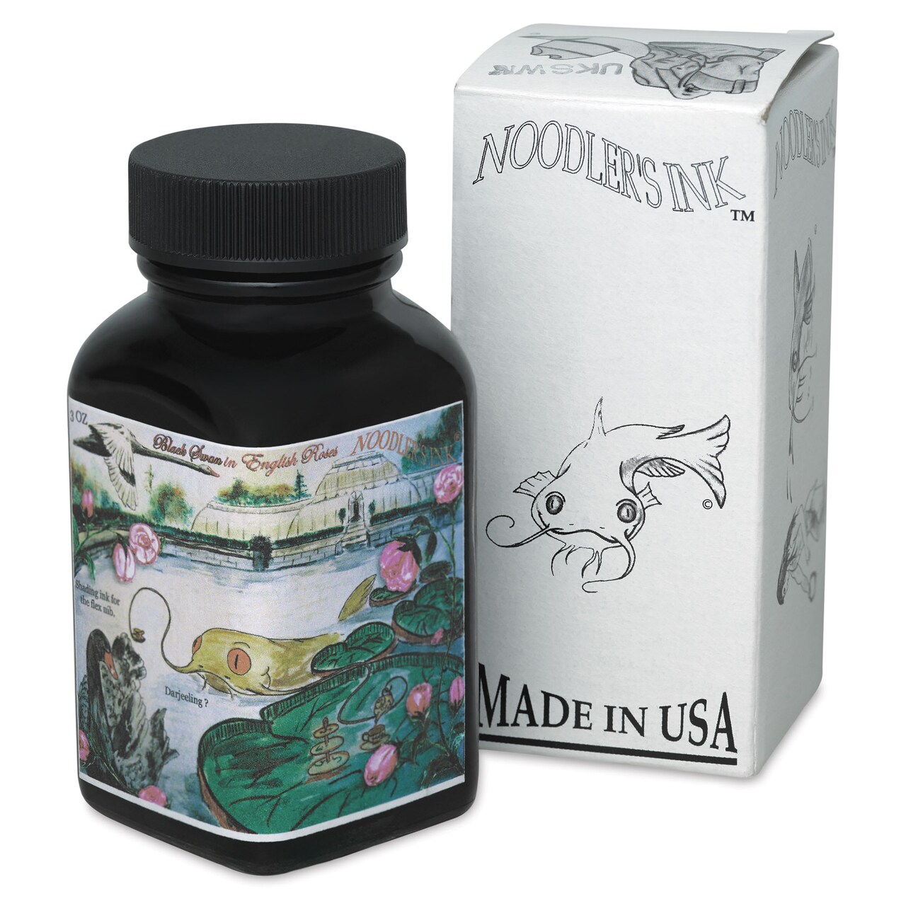 Noodler's Ink Fountain Pen Ink - Black Swan in English Roses, 3 oz